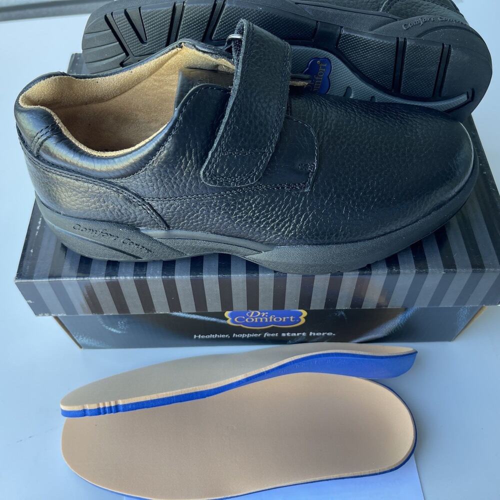 NEW DR. COMFORT 6010 WILLIAM BLACK LEATHER DIABETIC CASUAL SHOES MEN'S SIZE 7W